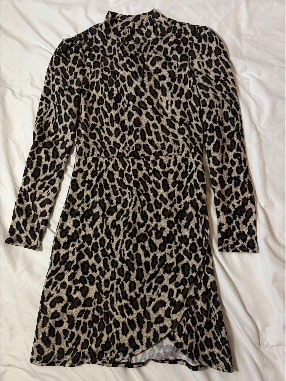Reformation Flash Midi Dress Jungle Cat Leopard Print Mock Neck Size Small
